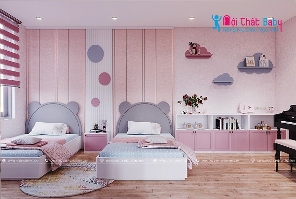 Nội Thất Baby , phòng ngủ bé gái, giường ngủ,  giường ngủ tầng , 5 gợi ý trang trí phòng ngủ cho bé gái, thiết kế nội thất phòng ngủ trẻ em